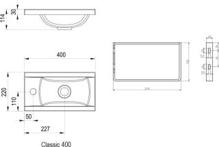 Раковина Ravak Classic 400 XJD01140000 двусторонний
